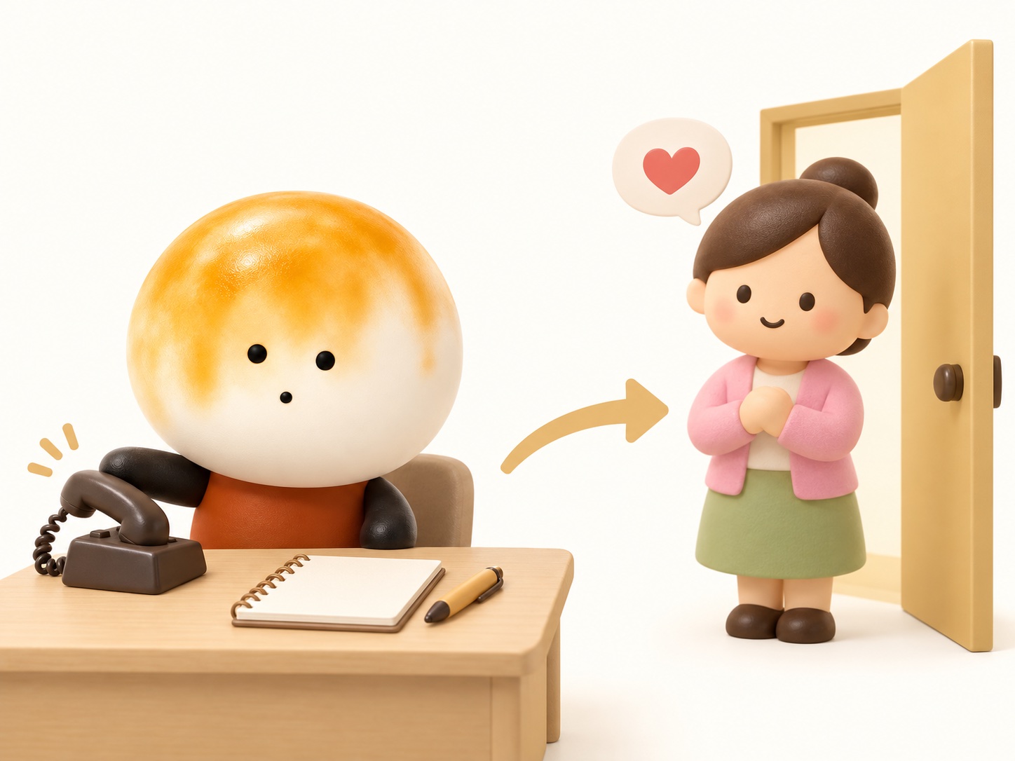 電話をいったん置いて記録を残し、上司のところへ回すお団子団長